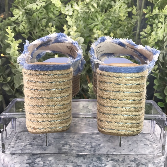 JustFab Yes Girl Lt.Blue & White Crossband Espadrille Wedges WMS 8.5☀️NWOT☀️ - Picture 6 of 12